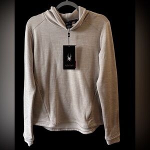 NEW W TAGS Spyder BEIGE Active Women Pullover  Drawstring Mock Neck Pockets